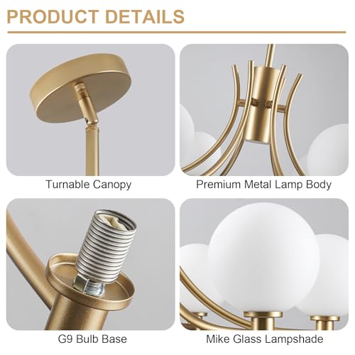 6 Light Gold Modern Sputnik Chandelier