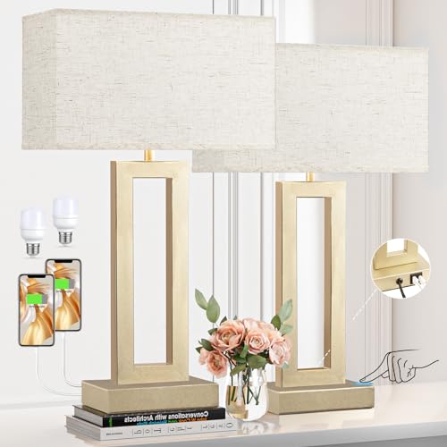22" Tall Bedroom Lamps for Living Room (2 Count)