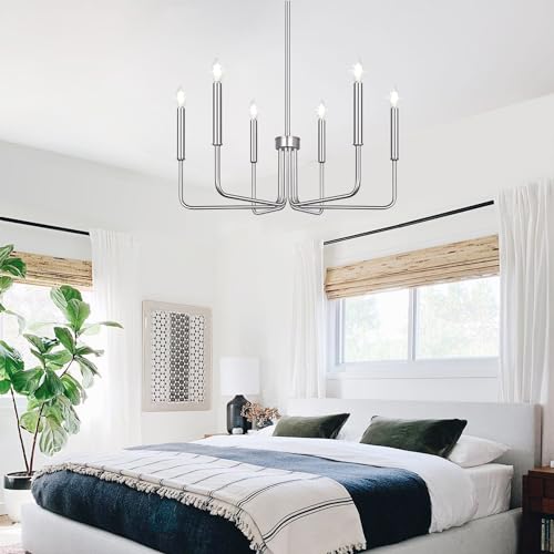 6 Light Farmhouse Chandelier for Dining Room Lighting Fixtures Hanging (6 Count)