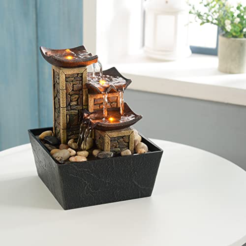 Indoor 3 Tier Tabletop Water Fountain with Soothing Sound