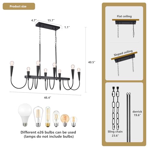 48 Inch Black Industrial Chandelier