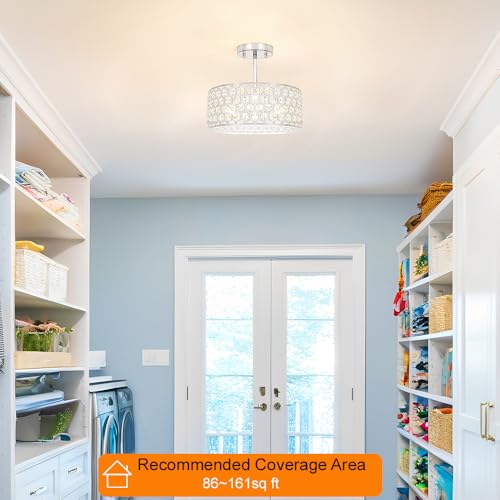 Chrome Crystal Ceiling Light Fixture