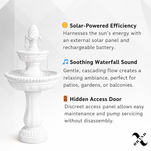 39" 2 Tier Outdoor Freestanding Solar Water Fountain