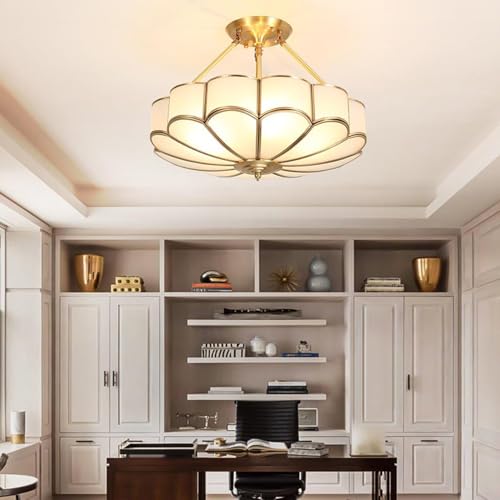 24 Inch Brass Semi Flush Chandelier