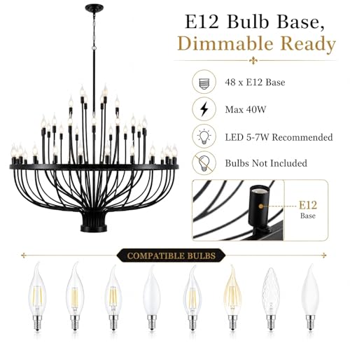 Large Black Wagon Wheel Chandelier 48