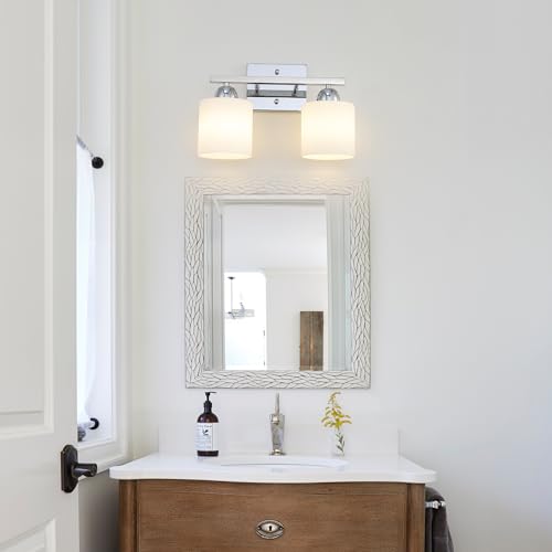 Stainless Steel Milk Glass Vanity Lights for Bathroom