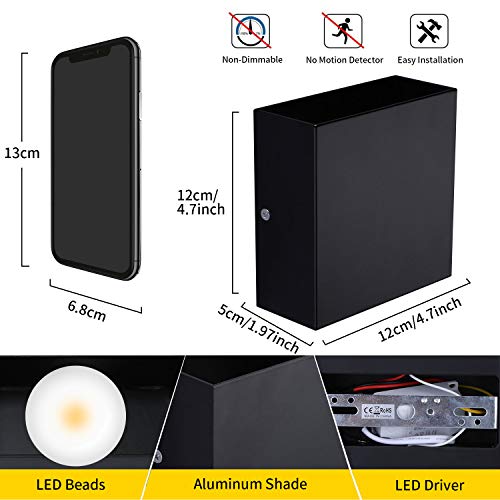 Mini Black Metal 10W Cool White Up Down LED Wall Sconce 2 Pack (2 Count)