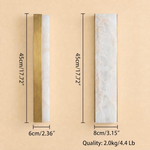 Alabaster Wall Sconce 17.7” Natural Marble Wall Lighting Fixture for Home Decor