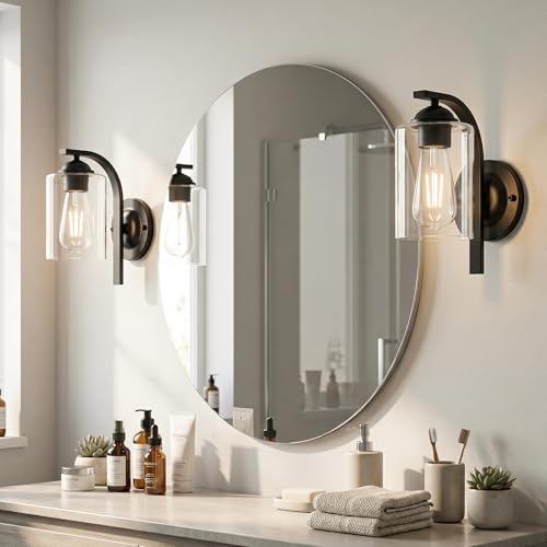 Black Wall Sconces Lights for Bathroom (2 Count)