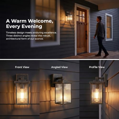 Black Brush Gold Porch Light