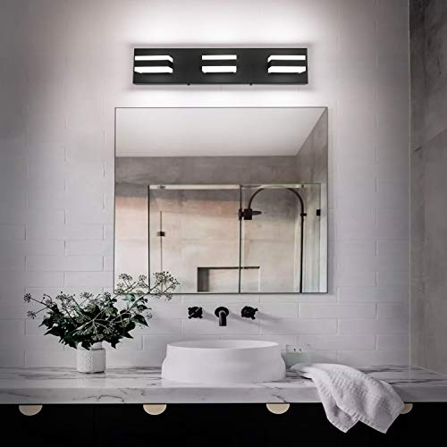 Black Bathroom Vanity Light Fixtures Over Mirror LED Dimmable 3 Lights Bath Lighting Restroom Light Modern Vanity Lights for Bathroom Bath Lights ETL Listed