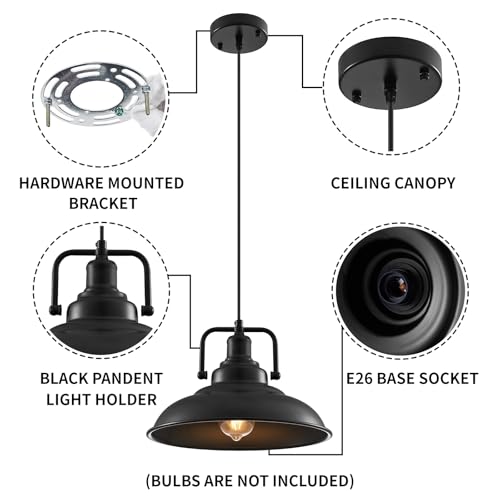 Black Pendant Light 12.5 inches 1 Pack