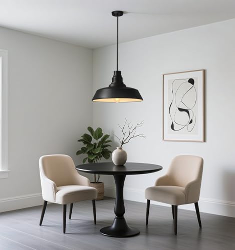 18" Large Black Farmhouse Pendant Light
