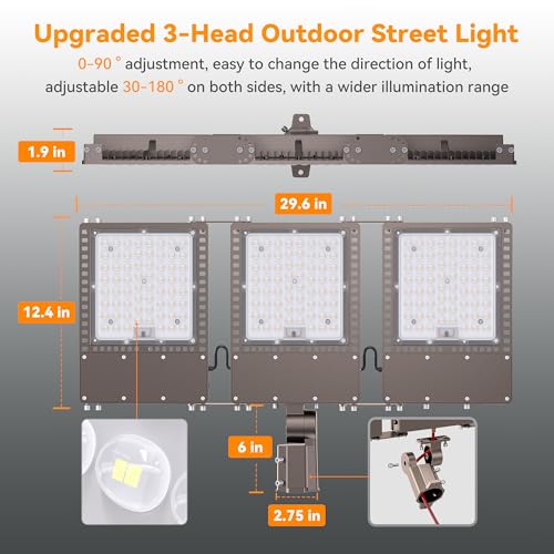 2025 New Upgraded 300W Dusk to Dawn LED Parking Lot Light 45000lm 5000K