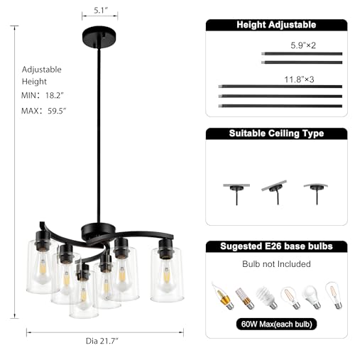 6 Light Modern Farmhouse Chandelier