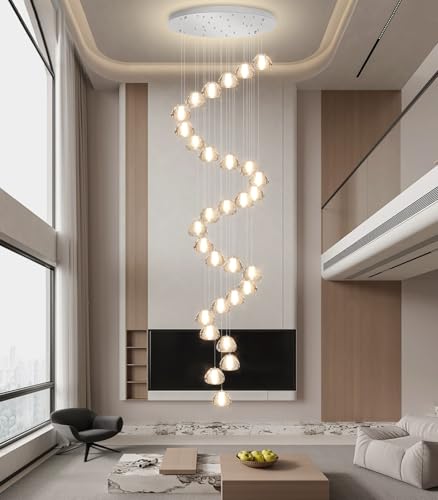 30 Lights Modern Crystal Chandeliers for Staircase LED Handing Light Fixture for Foyer Hallway Entrance (30 Count)