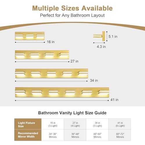 Modern LED Small Gold Acrylic Bathroom Lights Fixtures 3