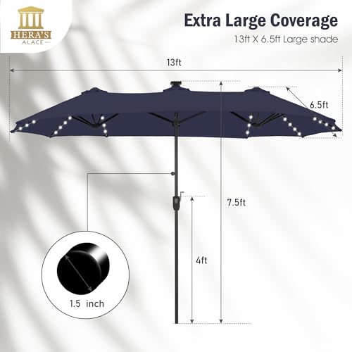 13 ft Patio Umbrella with 120 LED Solar Lights Outdoor Umbrella