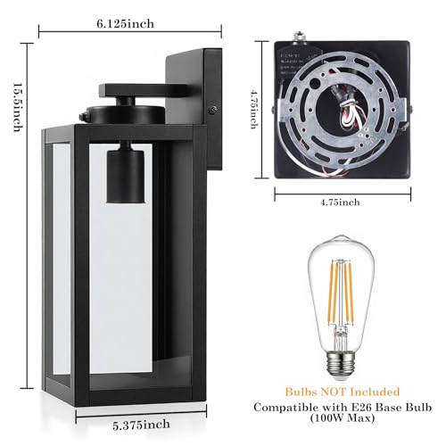 15" Large Upgraded Dusk to Dawn Outdoor Wall Lights (2 Count)