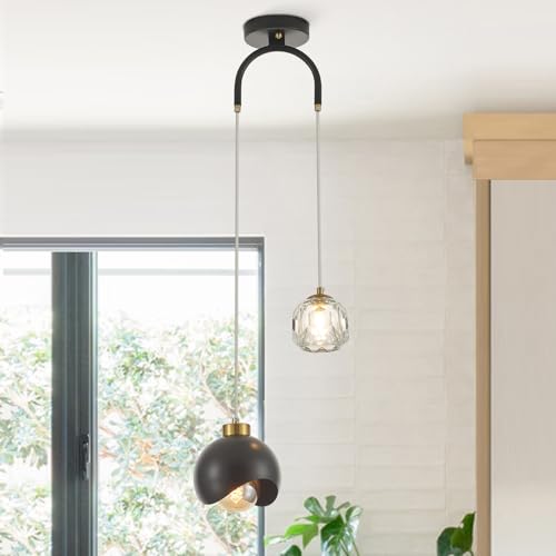 2 Light Modern Pendant Light with Crystal Accent