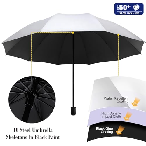 UPF 50+ Beach Umbrella with Adjustable Universal Clamp