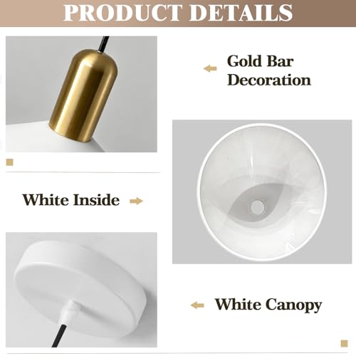 Lighting Vintage Modern 13.8” Large White Dome Pendant Light Fixtures