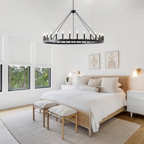 53 Inch Black Extra Large Wagon Wheel Chandelier