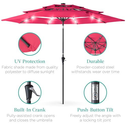 10ft 3 Tier Solar Patio Umbrella