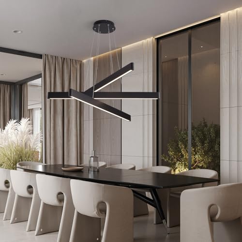 3 Light Solid Wood Black Linear Pendant Light (3 Count)