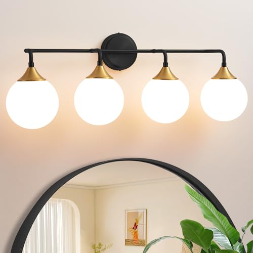 Black Gold Bathroom Light Fixtures Over Mirror Vanity 4