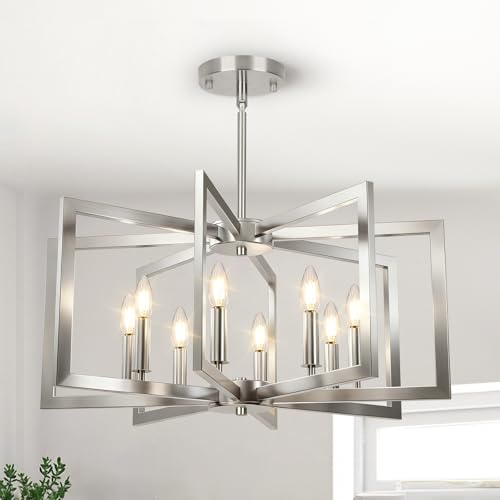 20" 62" Height Adjustable Brushed Nickel Kitchen Chandelier for Dining Room