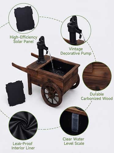 Carbonized Wood Outdoor Freestanding Fountain