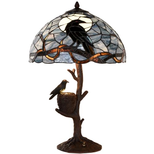 L10968 Raven Nest Tiffany Style Stained Glass Table Lamp