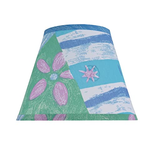 32172A Transitional Hardback Empire Shape Spider Construction Lamp Shade in Blue & Green with Beach Theme