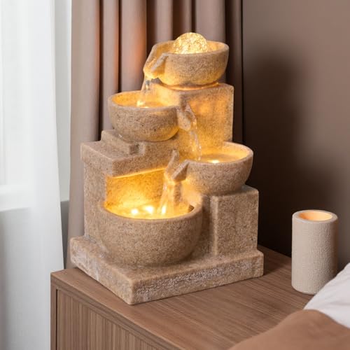Desktop Tabletop Water Fountain with LED Lights