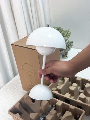 Modern Flower Bud Lamp 12" Cordless Touch Lamp Dimmable 2600mAh Rechargeable Desk Lamp Nordic Minimalist Mushroom Lamp Nightstand Bedside Lamp for Bedroom Living Room