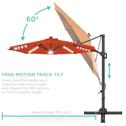 10ft Solar LED Cantilever Patio Umbrella