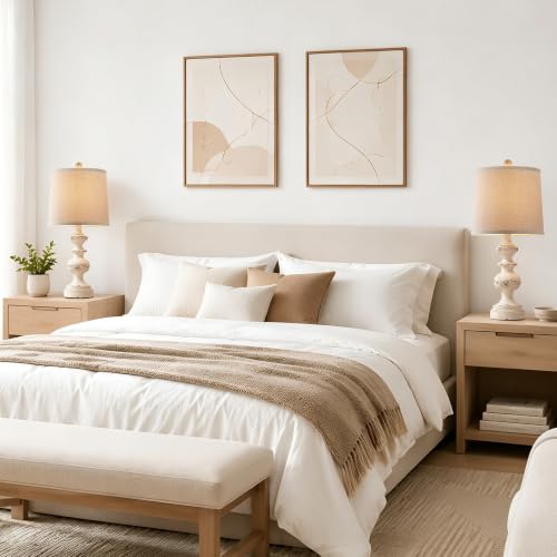 Farmhouse Table Lamp Set of 2 (Washed White)