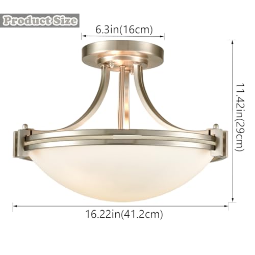 Brushed Nickel Semi Flush Mount Ceiling Light 16