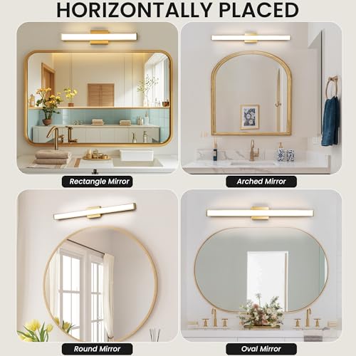 Modern LED Bathroom Vanity Light 36 inch 24W Dimmable 3CCT Bathroom Light Fixture Over Mirror Rectangle Bath Vanity Light Bar with Double Layer Acrylic Shade (36 inch(es))