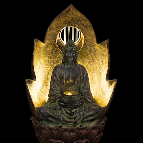 59" Tall Outdoor Buddha Fountain with LED Lights