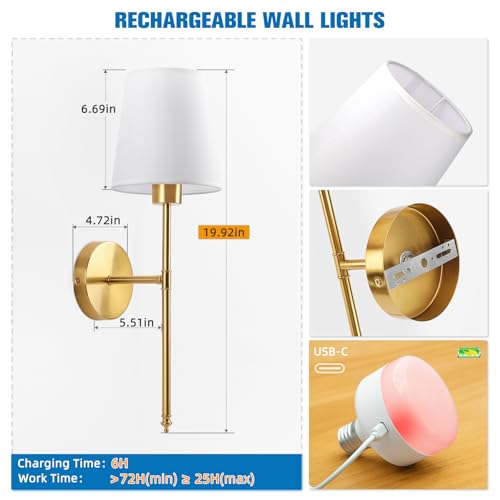 19.9 inch Battery Operated Wall Sconce Set of 2 (2 Count)