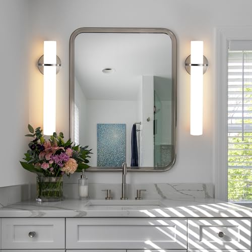 Brushed Nickel Bathroom Sconces Wall Lighting 18W LED Dimmable Vanity Light Fixture