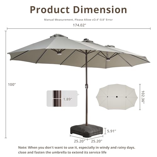 15Ft Patio Umbrella With Multicolor Solar Light