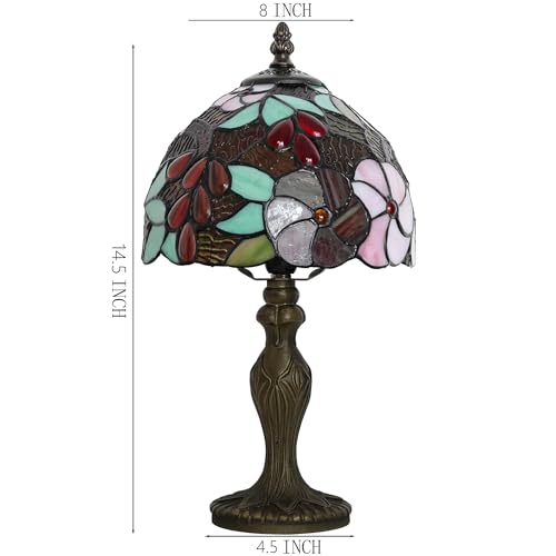 Small Tiffany Table Lamp 15" Stained Glass Lamp Purple Grapes Style