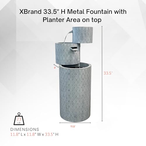 33.5" Zinc Metal Tiered Water Fountain with Planter