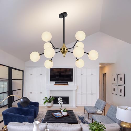 39" Black and Gold Sputnik Chandelier 10