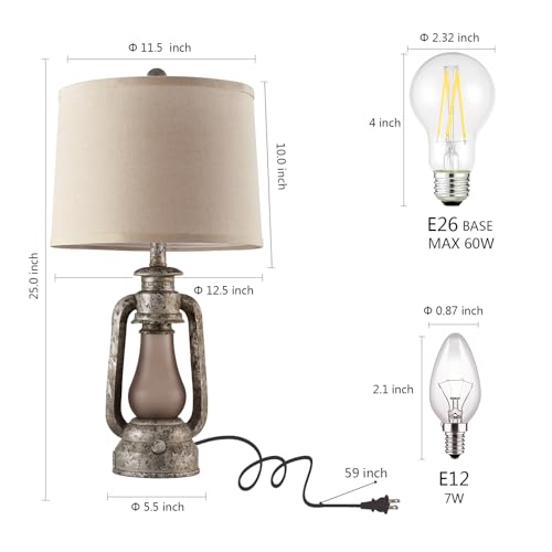 Farmhouse Rustic Table Lamps Set of 2 (2 Count)