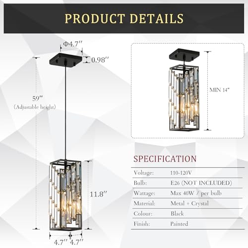 Black Crystal Pendant Light