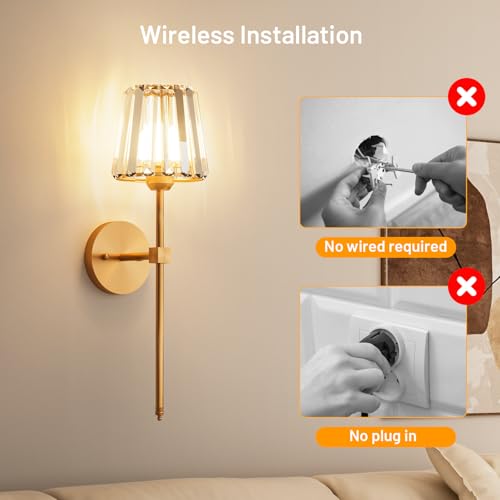 Crystal Battery Operated Wall Sconces Set of 2 (2 Count)